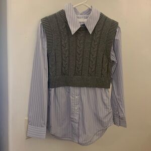 ASTR button down shirt/cable sweater, S